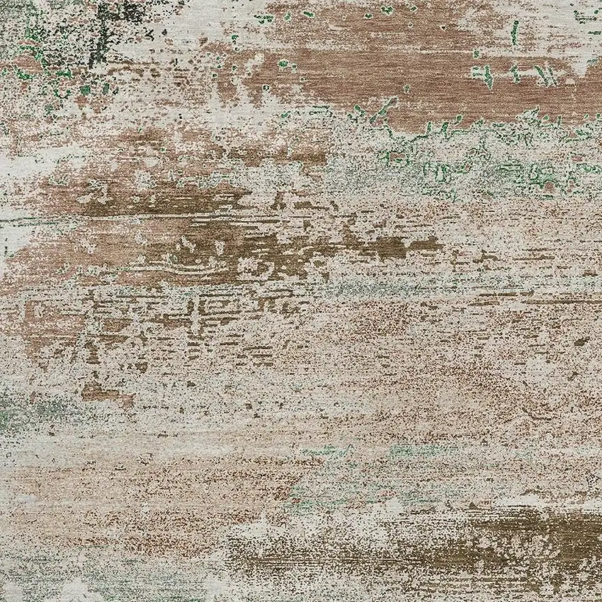 Khaki Beige And Ivory Abstract Washable Indoor Outdoor Area Rug Photo 3