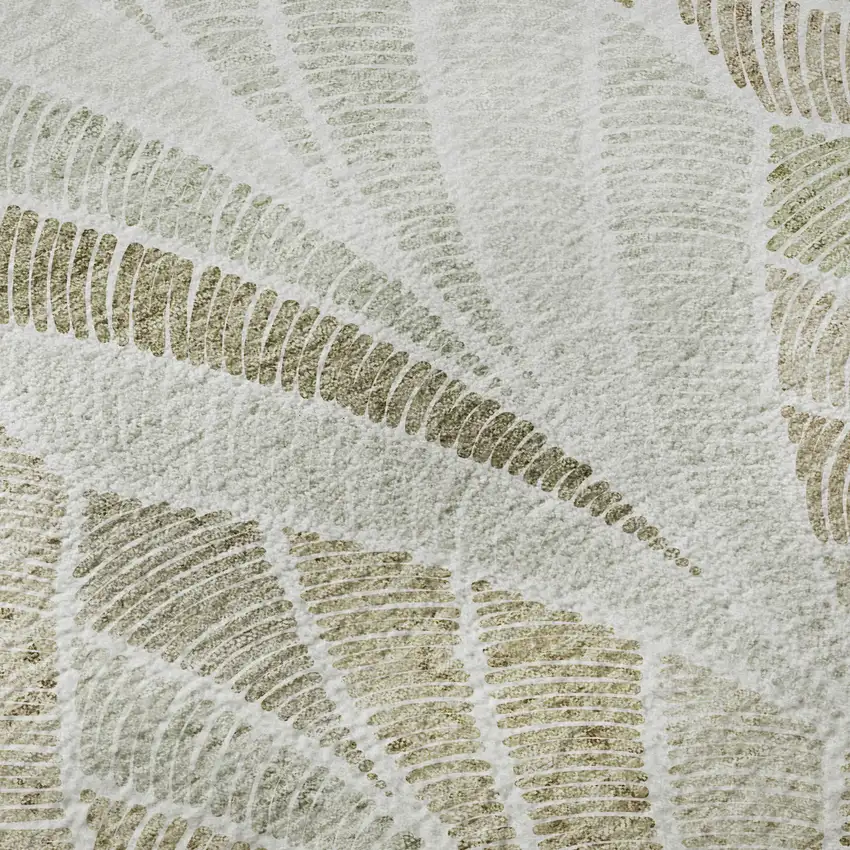 Khaki Beige And Ivory Geometric Washable Area Rug With UV Protection Photo 9