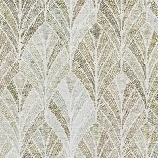 Khaki Beige And Ivory Geometric Washable Area Rug With UV Protection Photo 3