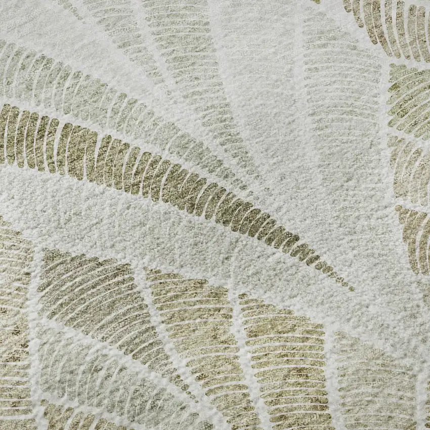 Khaki Beige And Ivory Geometric Washable Area Rug With UV Protection Photo 7
