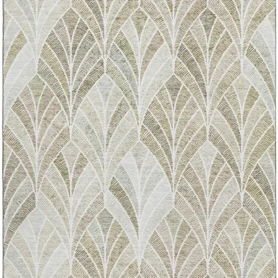 Khaki Beige And Ivory Geometric Washable Area Rug With UV Protection Photo 4