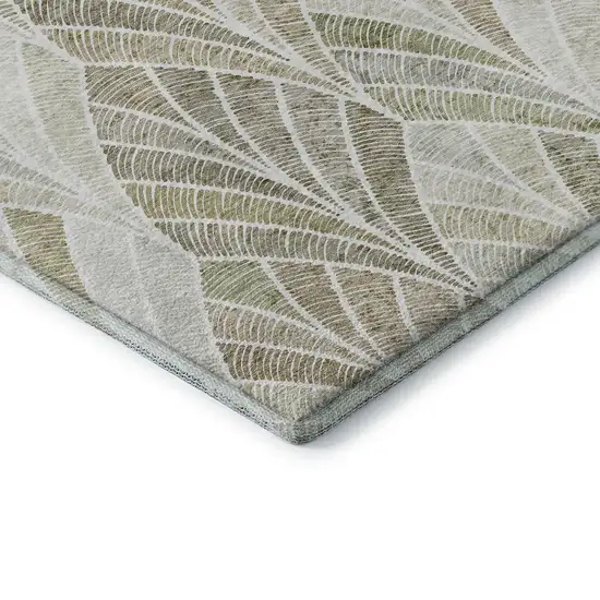 Khaki Beige And Ivory Geometric Washable Area Rug With UV Protection Photo 8