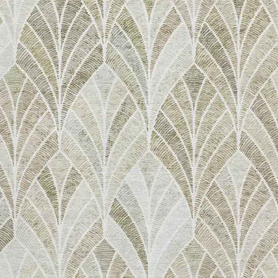 Khaki Beige And Ivory Geometric Washable Area Rug With UV Protection Photo 3