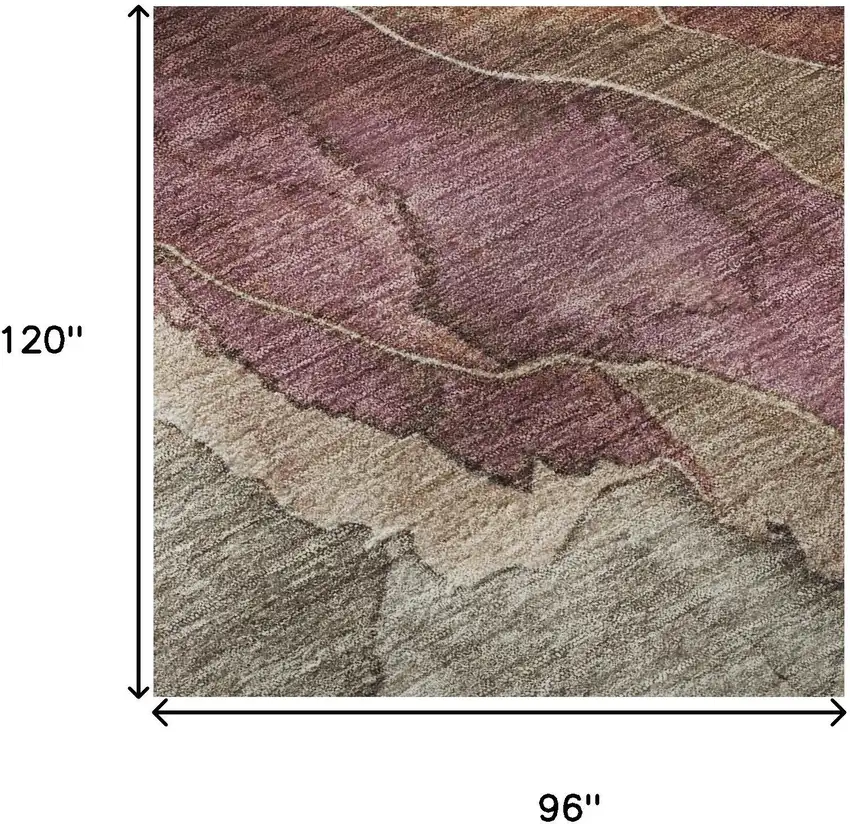 Khaki Beige And Mauve Floral Washable Area Rug With UV Protection Photo 8