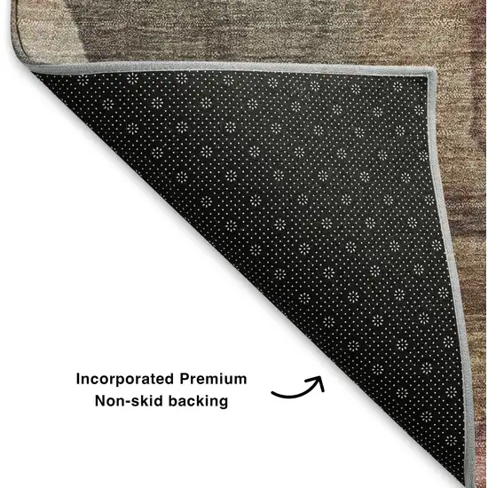 Khaki Beige And Mauve Floral Washable Area Rug With UV Protection Photo 6