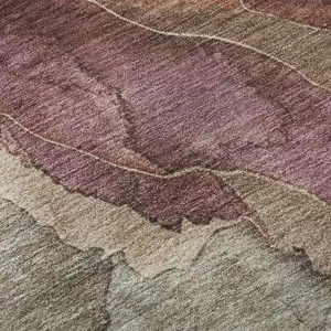 Photo of Khaki Beige And Mauve Floral Washable Area Rug With UV Protection