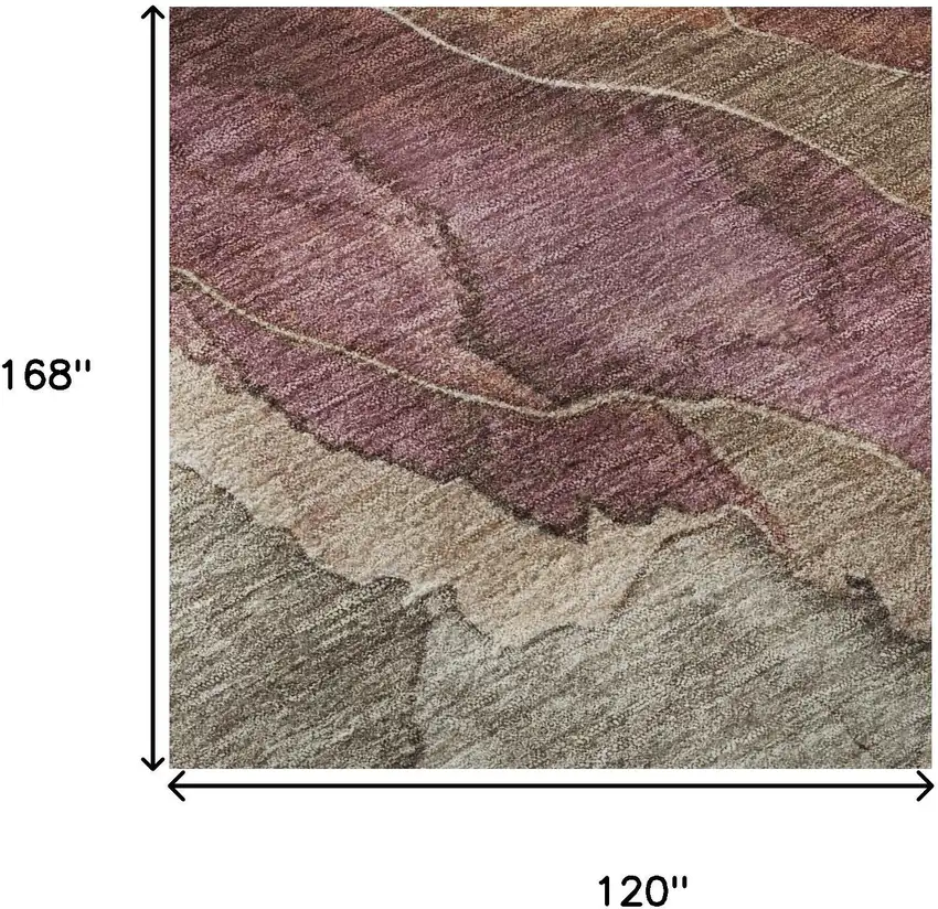 Khaki Beige And Mauve Floral Washable Area Rug With UV Protection Photo 8