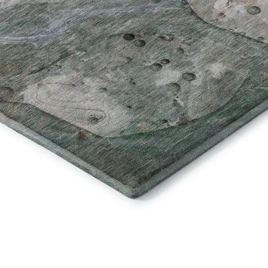 Khaki Beige And Purple Abstract Washable Area Rug With UV Protection Photo 8