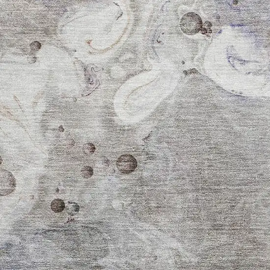 Khaki Beige And Purple Abstract Washable Area Rug With UV Protection Photo 3