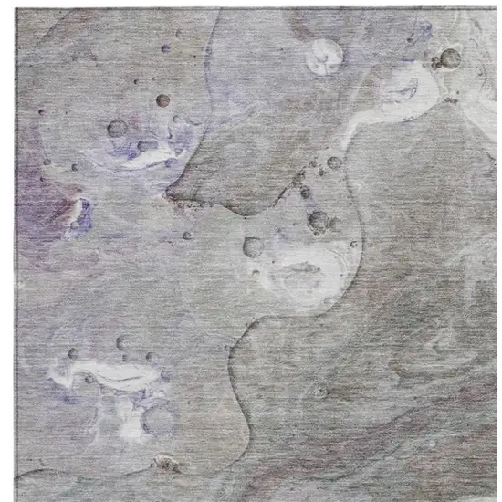 Khaki Beige And Purple Abstract Washable Indoor Outdoor Area Rug Photo 3