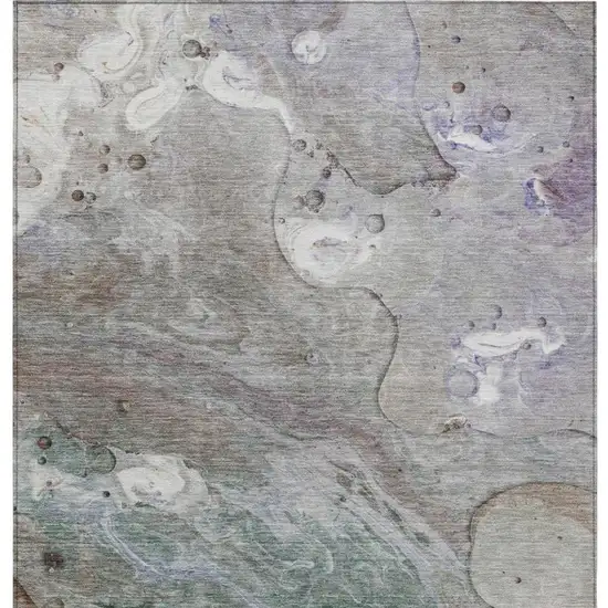 Khaki Beige And Purple Abstract Washable Indoor Outdoor Area Rug Photo 1