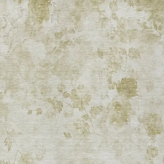 Khaki Beige And Tan Floral Washable Indoor Outdoor Area Rug Photo 4
