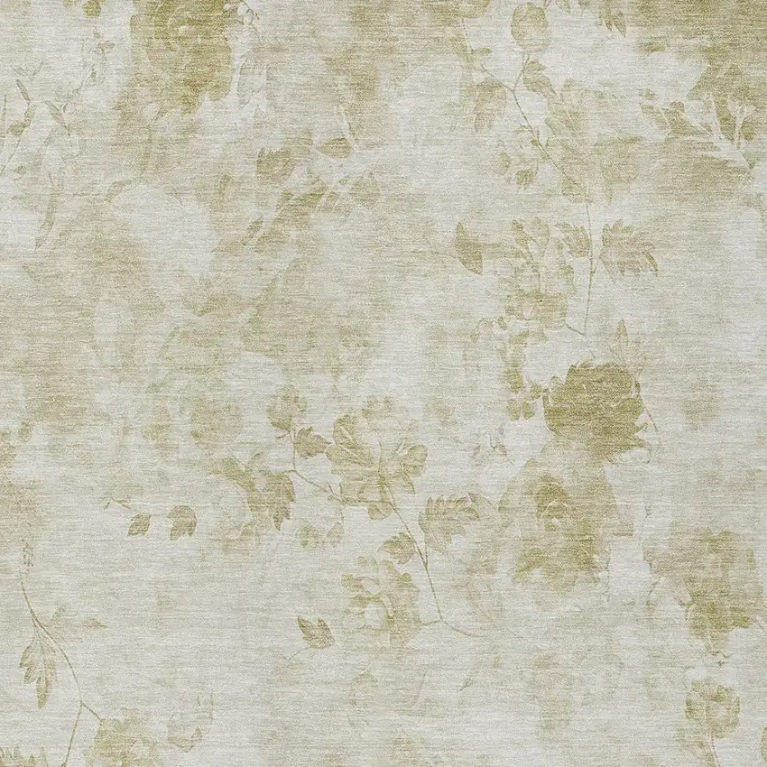 Khaki Beige And Tan Floral Washable Indoor Outdoor Area Rug Photo 4