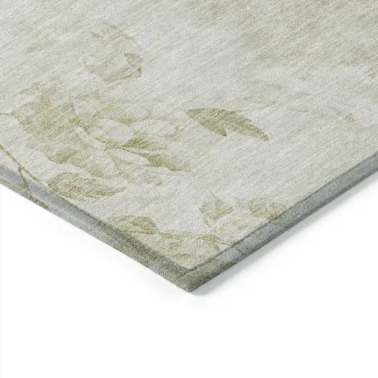 Khaki Beige And Tan Floral Washable Indoor Outdoor Area Rug Photo 3