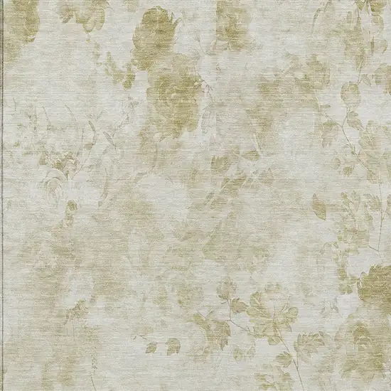 Khaki Beige And Tan Floral Washable Indoor Outdoor Area Rug Photo 5