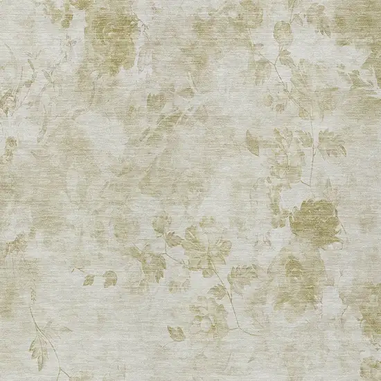 Khaki Beige And Tan Floral Washable Indoor Outdoor Area Rug Photo 4