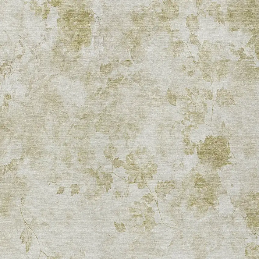 Khaki Beige And Tan Floral Washable Indoor Outdoor Area Rug Photo 4