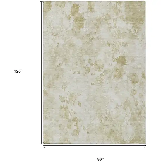 Khaki Beige And Tan Floral Washable Indoor Outdoor Area Rug Photo 7
