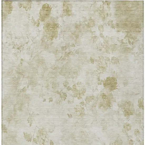 Khaki Beige And Tan Floral Washable Indoor Outdoor Area Rug Photo 5