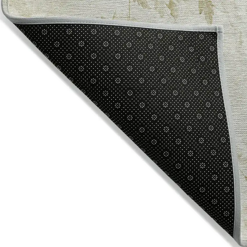 Khaki Beige And Tan Floral Washable Indoor Outdoor Area Rug Photo 2