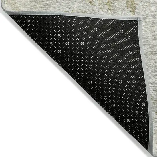 Khaki Beige And Tan Floral Washable Indoor Outdoor Area Rug Photo 2