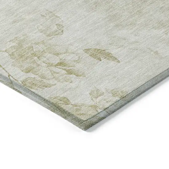 Khaki Beige And Tan Floral Washable Indoor Outdoor Area Rug Photo 4