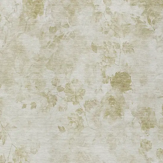 Khaki Beige And Tan Floral Washable Indoor Outdoor Area Rug Photo 5