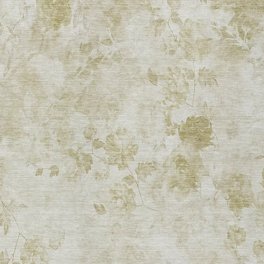 Khaki Beige And Tan Floral Washable Indoor Outdoor Area Rug Photo 5