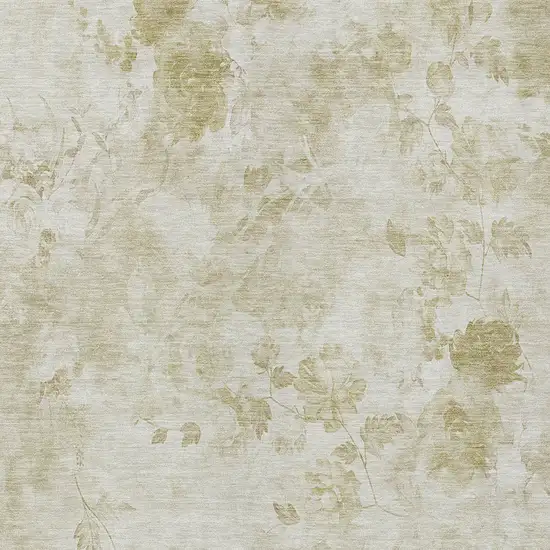 Khaki Beige And Tan Floral Washable Indoor Outdoor Area Rug Photo 5
