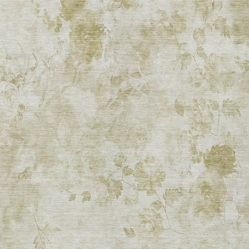 Khaki Beige And Tan Floral Washable Indoor Outdoor Area Rug Photo 5