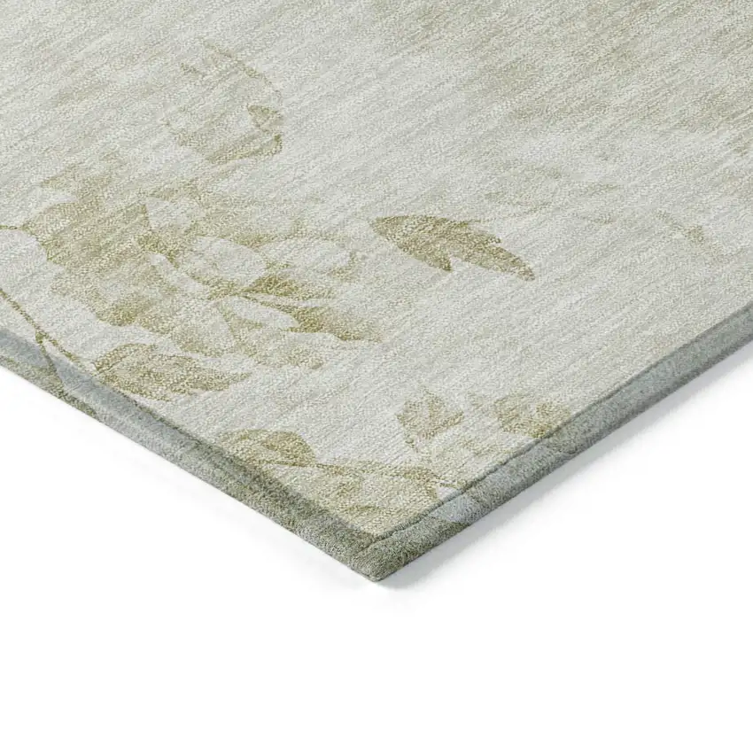 Khaki Beige And Tan Floral Washable Indoor Outdoor Area Rug Photo 4