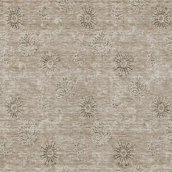 Khaki Beige And Tan Floral Washable Indoor Outdoor Area Rug Photo 5