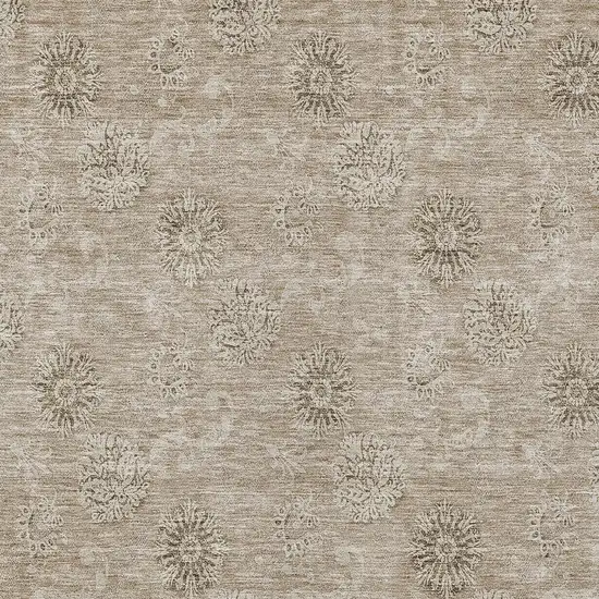 Khaki Beige And Tan Floral Washable Indoor Outdoor Area Rug Photo 6