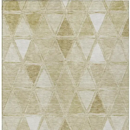Khaki Beige And Tan Geometric Washable Indoor Outdoor Area Rug Photo 5