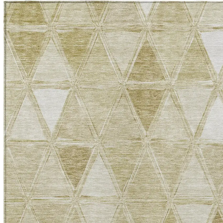 Khaki Beige And Tan Geometric Washable Indoor Outdoor Area Rug Photo 5