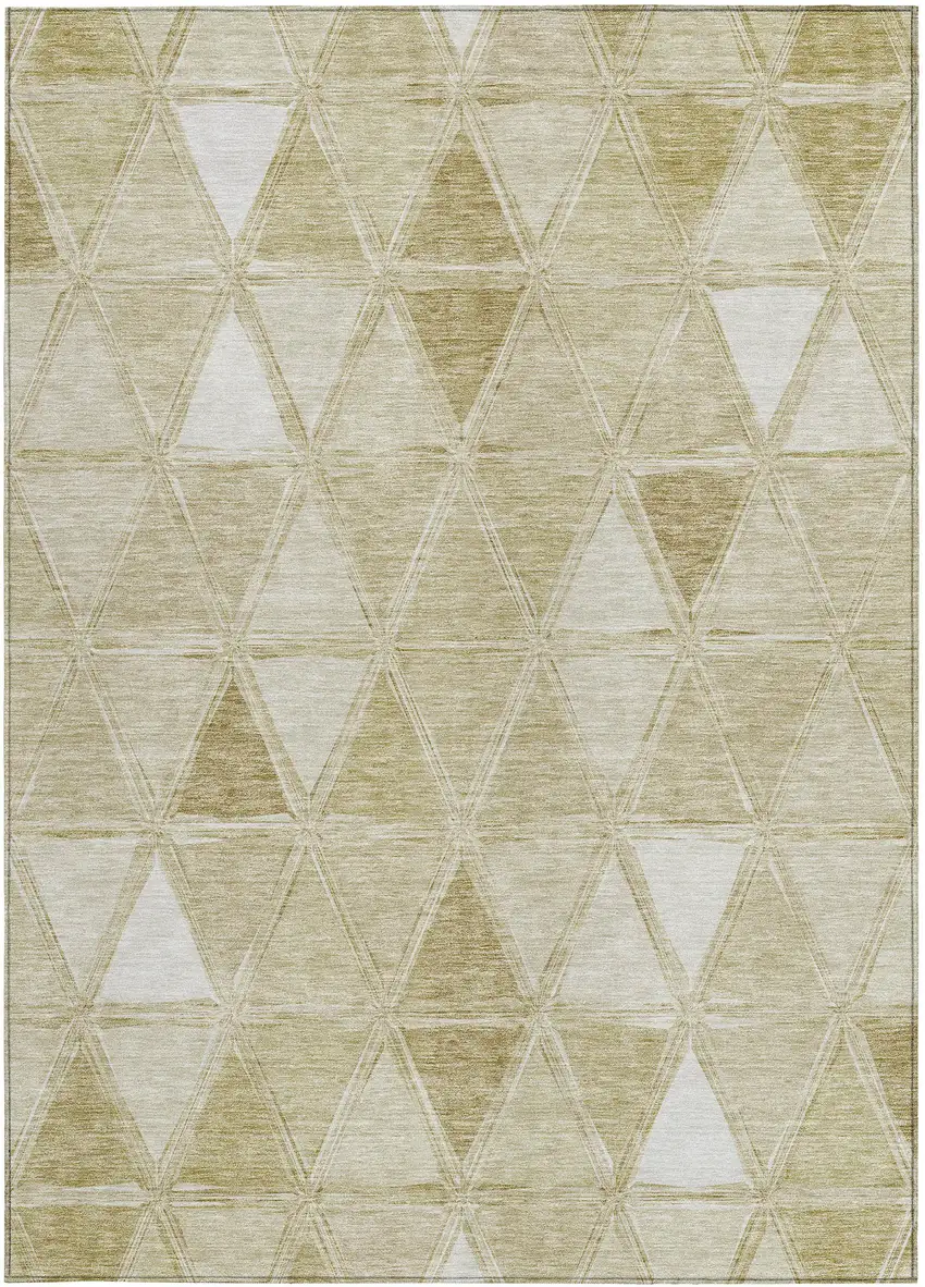 Khaki Beige And Tan Geometric Washable Indoor Outdoor Area Rug Photo 6