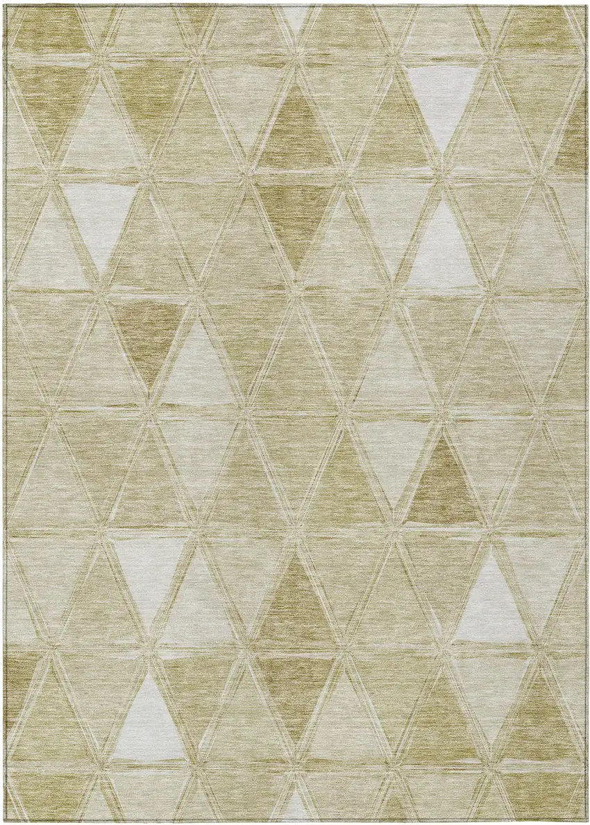 Khaki Beige And Tan Geometric Washable Indoor Outdoor Area Rug Photo 2