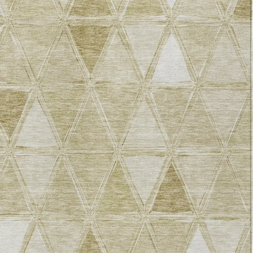 Khaki Beige And Tan Geometric Washable Indoor Outdoor Area Rug Photo 6