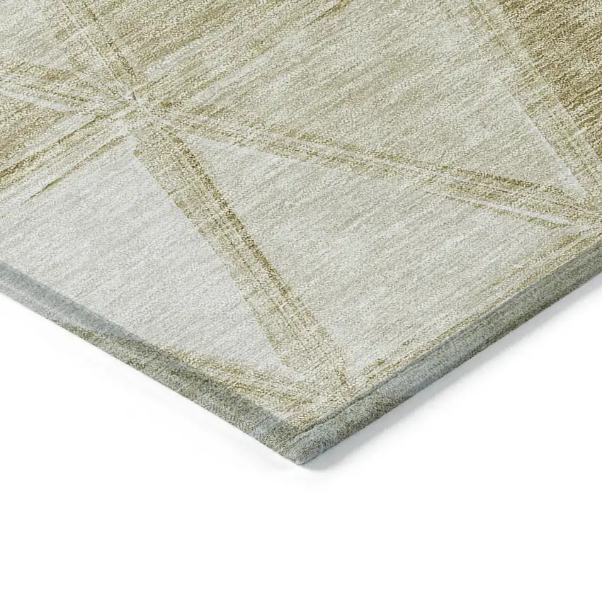 Khaki Beige And Tan Geometric Washable Indoor Outdoor Area Rug Photo 4