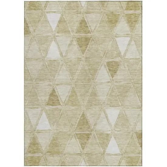 Khaki Beige And Tan Geometric Washable Indoor Outdoor Area Rug Photo 6