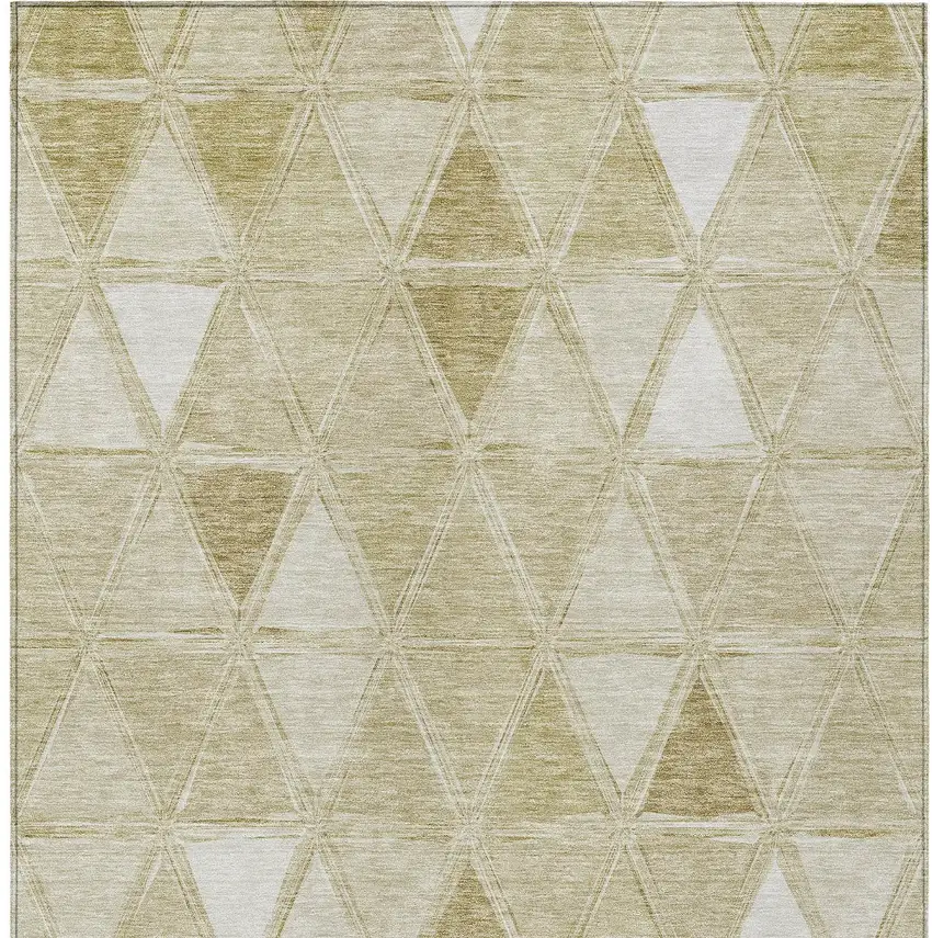 Khaki Beige And Tan Geometric Washable Indoor Outdoor Area Rug Photo 7