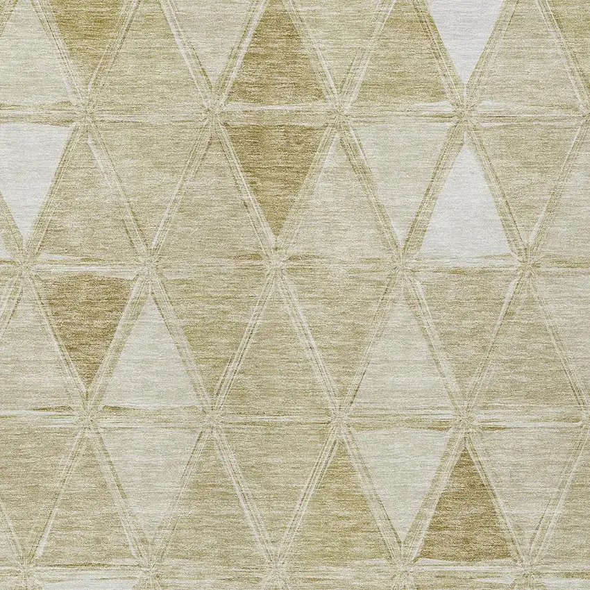 Khaki Beige And Tan Geometric Washable Indoor Outdoor Area Rug Photo 5