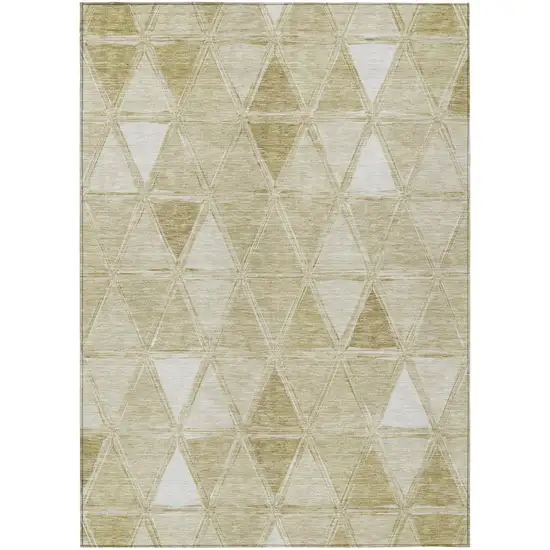 Khaki Beige And Tan Geometric Washable Indoor Outdoor Area Rug Photo 2