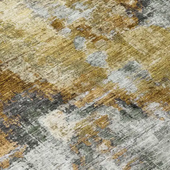 Khaki Beige And Taupe Abstract Washable Indoor Outdoor Area Rug Photo 7