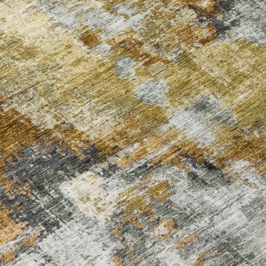 Khaki Beige And Taupe Abstract Washable Indoor Outdoor Area Rug Photo 7