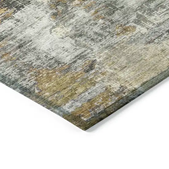 Khaki Beige And Taupe Abstract Washable Indoor Outdoor Area Rug Photo 6