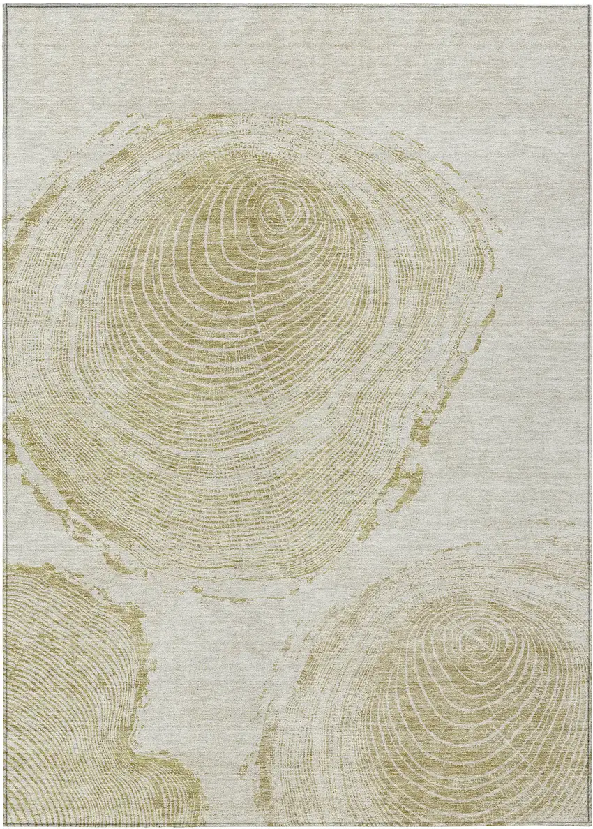 Khaki Beige And Taupe Abstract Washable Indoor Outdoor Area Rug Photo 1
