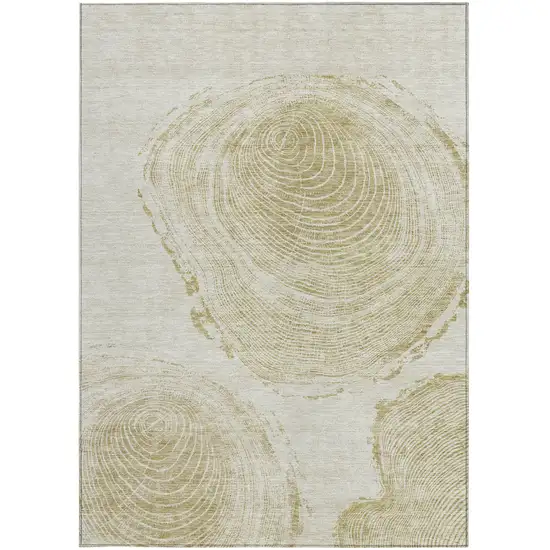 Khaki Beige And Taupe Abstract Washable Indoor Outdoor Area Rug Photo 6