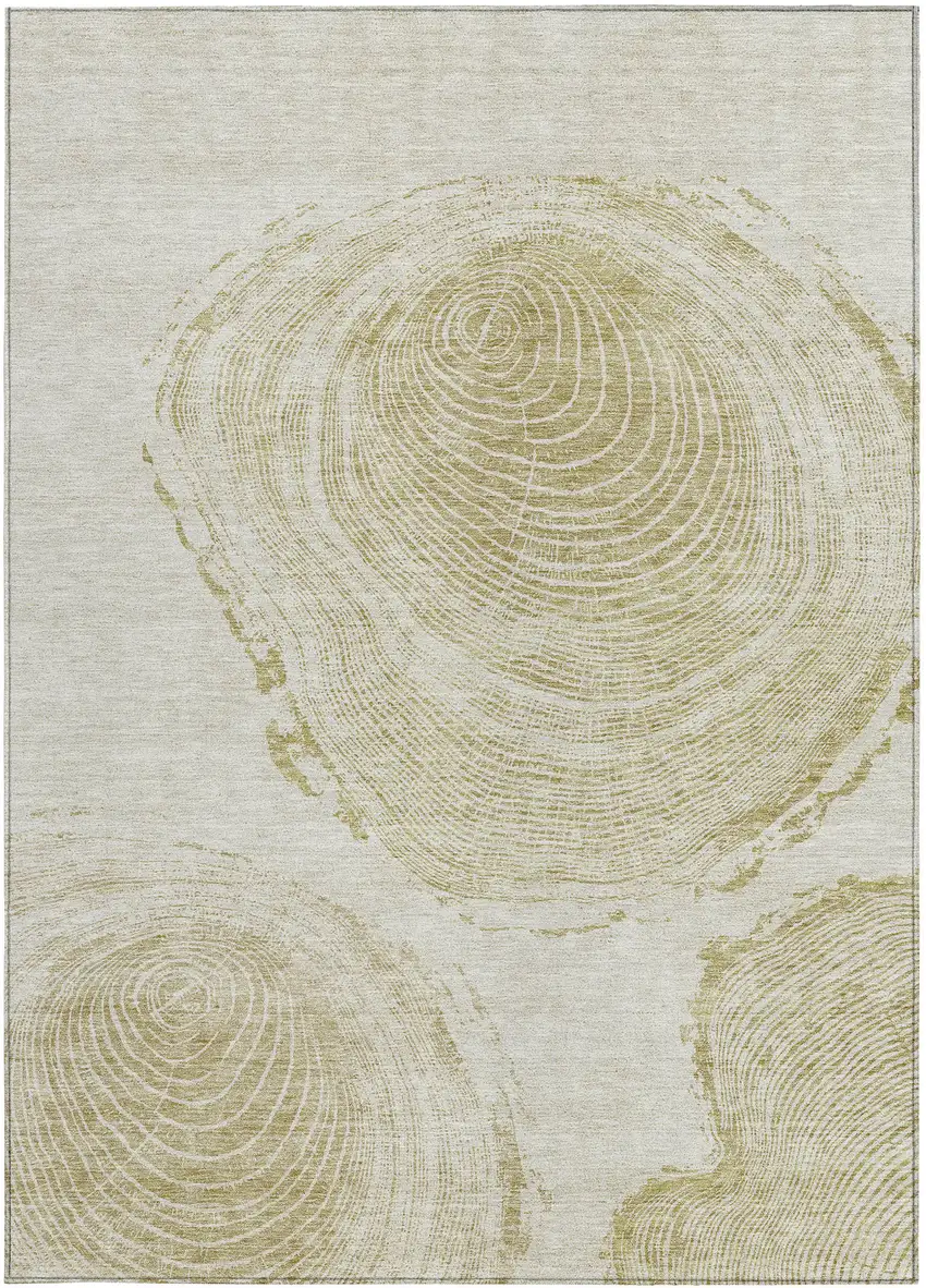 Khaki Beige And Taupe Abstract Washable Indoor Outdoor Area Rug Photo 6