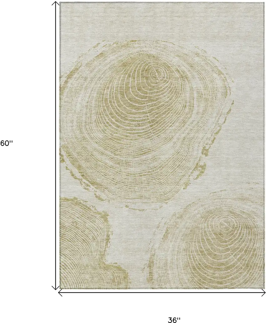 Khaki Beige And Taupe Abstract Washable Indoor Outdoor Area Rug Photo 3